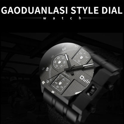 Oulm 3364 Men Square Dial Leather Belt Quartz Watch(Black) - Leather Strap Watches by Oulm | Online Shopping UK | buy2fix