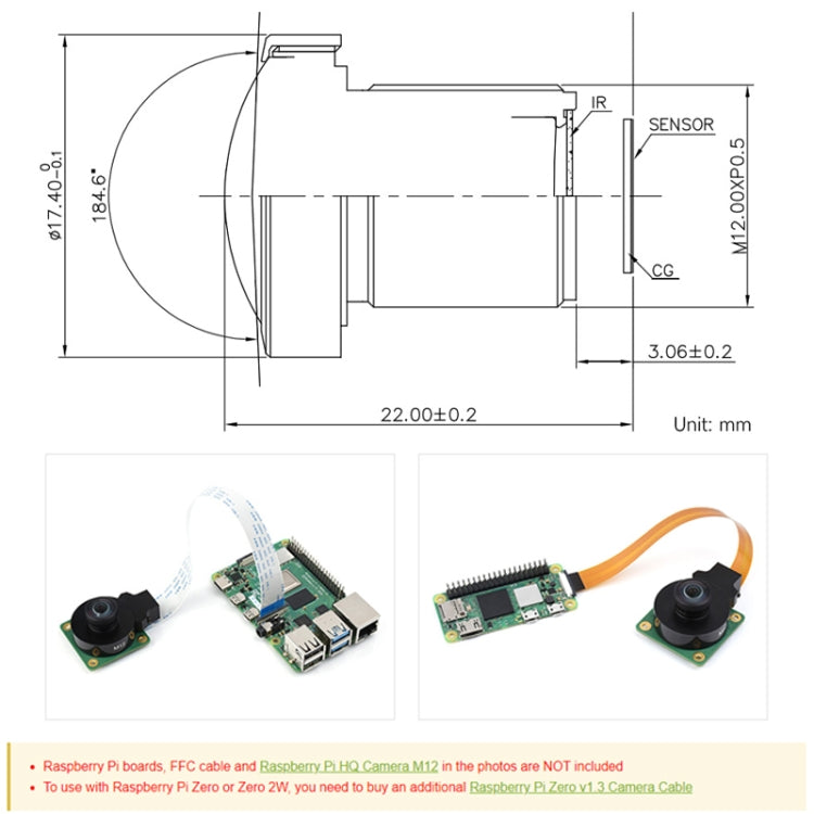 Waveshare WS1842714 For Raspberry Pi M12 High Resolution Lens, 14MP, 2.72mm Focal Length,23964 - Raspberry Pi Accessories by Waveshare | Online Shopping UK | buy2fix