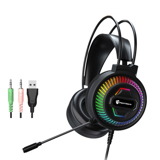 PANTSAN PSH-400 USB Computer Head-Mounted Luminous RGB Wired Headset, Specification:3.5mm Black - Multimedia Headset by PANTSAN | Online Shopping UK | buy2fix