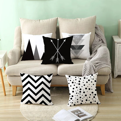 2 PCS Black and White Simple and Modern Geometric Abstract Decorative Pillowcases Polyester Throw Pillow Case(1) - Home & Garden by buy2fix | Online Shopping UK | buy2fix