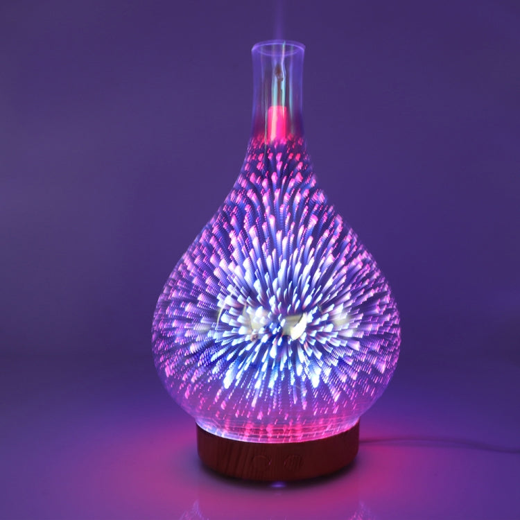 STB-XB10 3D Fireworks 7 Colors LED Night Light Air Humidifier Aroma Essential Oil Diffuser Mist Maker, Plug Type:US Plug(Dark Wood Grain) - Home & Garden by buy2fix | Online Shopping UK | buy2fix