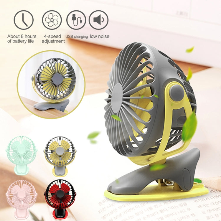 360 Degree -Round Rotation Mini Cooling Air Fan 4 Speed Adjustable Portable USB Rechargeable Desktop Clip Fan(Gray) - Consumer Electronics by buy2fix | Online Shopping UK | buy2fix