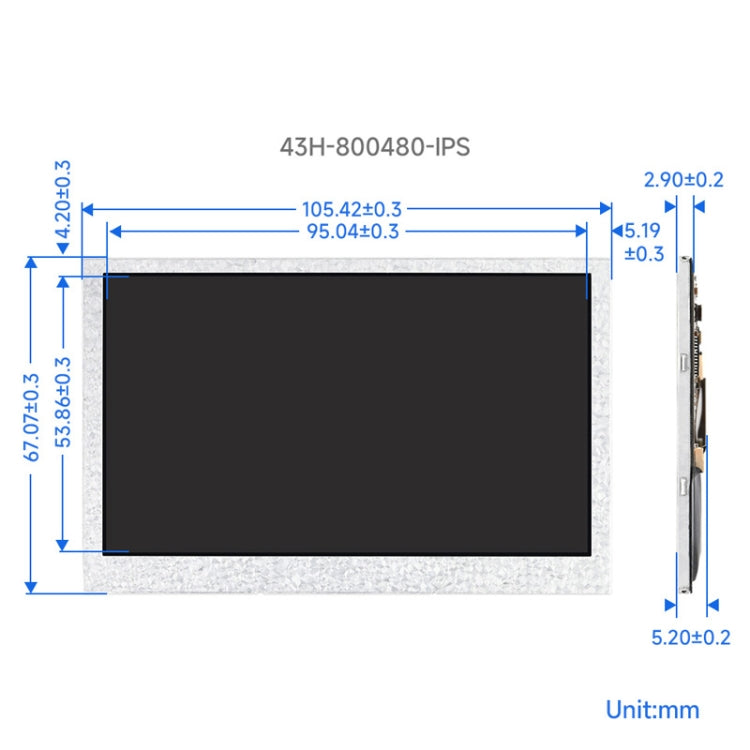 Waveshare 4.3 Inch DSI Display 800×480 Pixel IPS Display Panel, Style:No Touch - Consumer Electronics by Waveshare | Online Shopping UK | buy2fix