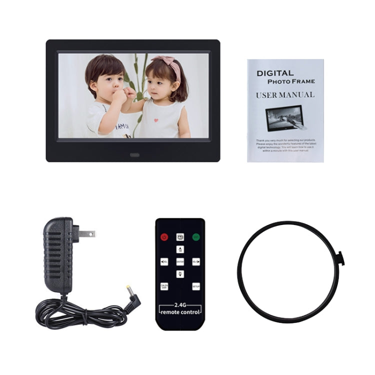 DPF-706-2.4G 7 inch Digital Photo Frame LED Wall Mounted Advertising Machine, Plug:AU Plug(Black) - Consumer Electronics by buy2fix | Online Shopping UK | buy2fix