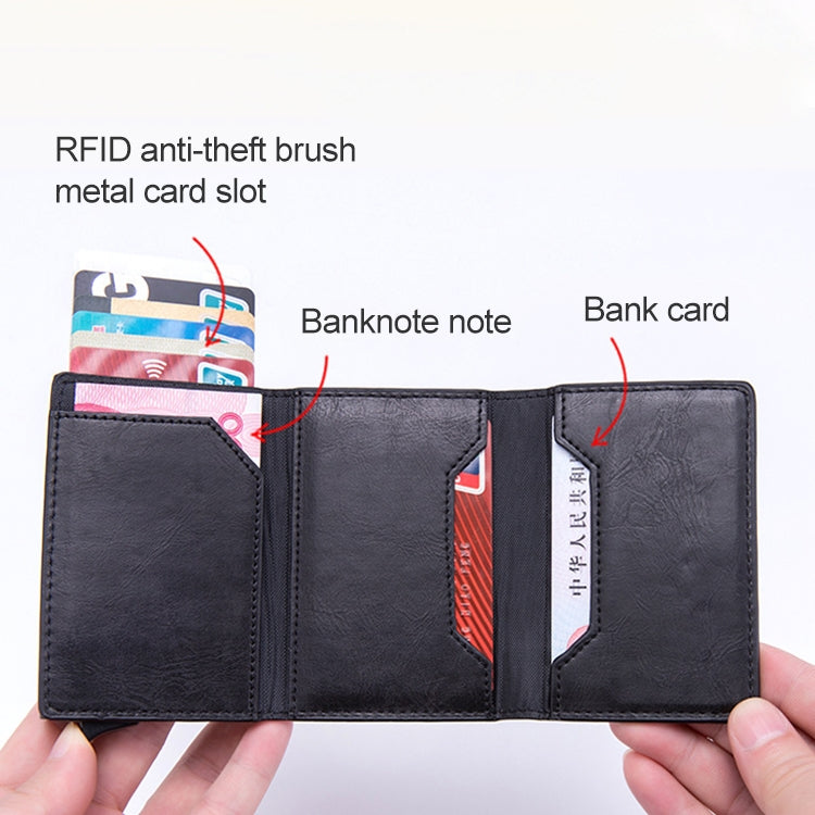 Magnetic RFID Bag Multifunctional Aluminum Automatic Pop-up Credit Card Package(Coffee) - Antimagnetic RFID Package by buy2fix | Online Shopping UK | buy2fix