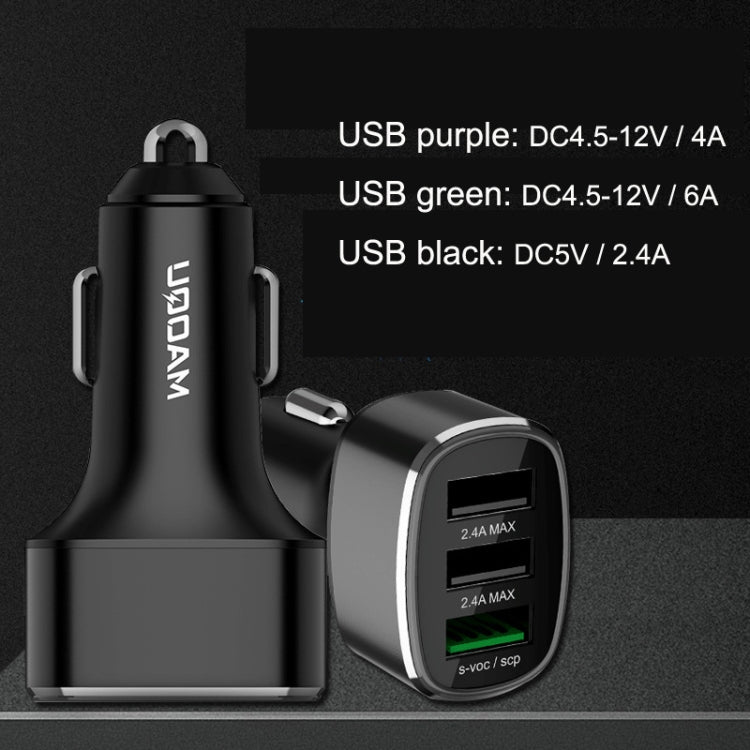 QIAKEY GT780 3 USB Ports Fast Charge Car Charger(Gray) - In Car by QIAKEY | Online Shopping UK | buy2fix