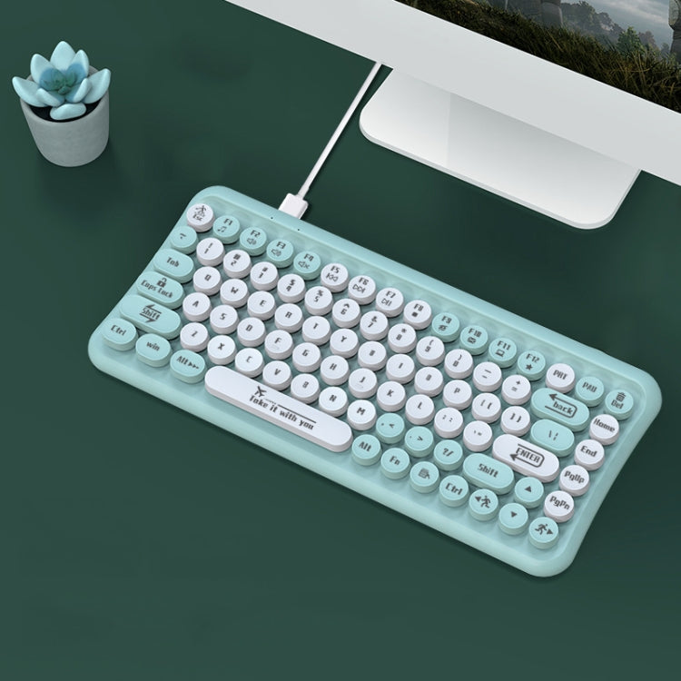 LANGTU LT700 85 Keys Wired Film Silent Punk Keyboard, Cable Length: 1.5m(Mint Green) - Wired Keyboard by LANGTU | Online Shopping UK | buy2fix