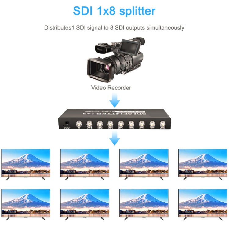 1 In 8 Out SD-SDI / HD-SDI / 3G-SDI Distribution Amplifier Video SDI Splitter(US Plug) -  by buy2fix | Online Shopping UK | buy2fix