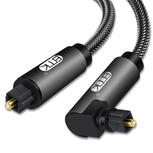 EMK 90 Degree Swivel Adjustable Right Angled 360 Degrees Rotatable Plug Nylon Woven Mesh Optical Audio Cable, Cable Length:20m(Black) - Audio Optical Cables by EMK | Online Shopping UK | buy2fix