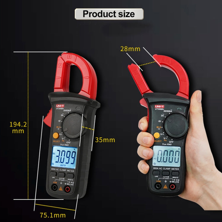 UNI-T  UT200A+ 400A Digital Clamp Multimeter AC/DC Voltage Detector Frequency Resistance Tester - Consumer Electronics by UNI-T | Online Shopping UK | buy2fix