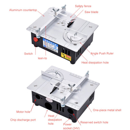 S3  96W Liftable Table Mini Table Saw Aluminum Cutting Machine,Spec: Silver Standard(EU Plug) - Electric Saws & Accessories by buy2fix | Online Shopping UK | buy2fix