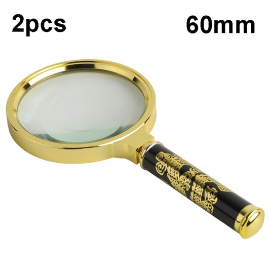 2pcs Elderly Reading Books Handheld Magnifier, Diameter:60mm(Non-removable Handle) - Consumer Electronics by buy2fix | Online Shopping UK | buy2fix