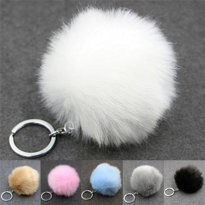 Simple Key Chain Fur Ball Pompon Keychain Pompom Artificial Rabbit Fur Animal Keychains for Woman Car Bag Key Rings(red) - Key Rings by KOOROL | Online Shopping UK | buy2fix