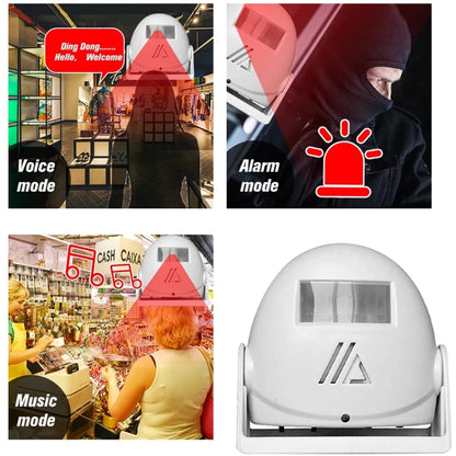 Wireless Intelligent Doorbell Infrared Motion Sensor Voice Prompter Warning Door Bell Alarm(Yellow) - Security by buy2fix | Online Shopping UK | buy2fix