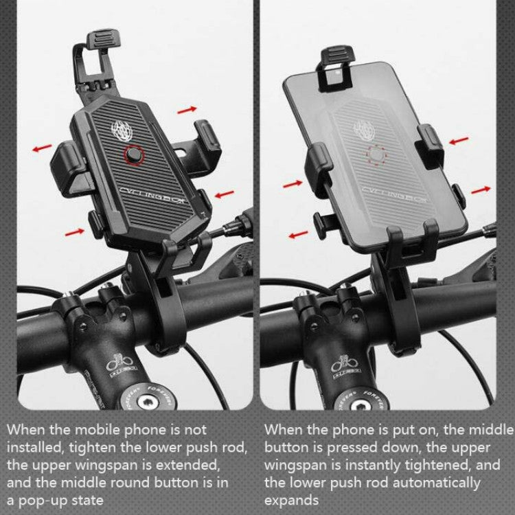 Bicycle Mobile Phone Holder Can Rotate And Adjust Fixed Aluminum Alloy Bracket Automatic Grab Bracket, Style:Handlebar Installation(Silver) - Holders by buy2fix | Online Shopping UK | buy2fix