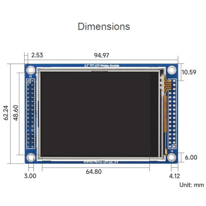 Waveshare 16498 3.2inch 320x240 Pixels Touch LCD (D), With Touch Panel And Stand-Alone Controllers - LCD & LED Display Module by Waveshare | Online Shopping UK | buy2fix