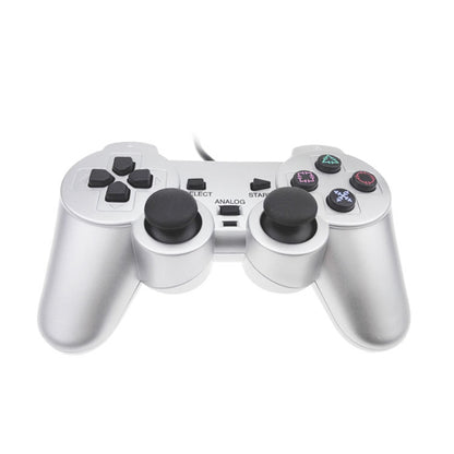 Wired Gamepad Dual Motor Vibration Silver Fuel Injection Gamepad Suitable For PS2 - Gamepads by buy2fix | Online Shopping UK | buy2fix