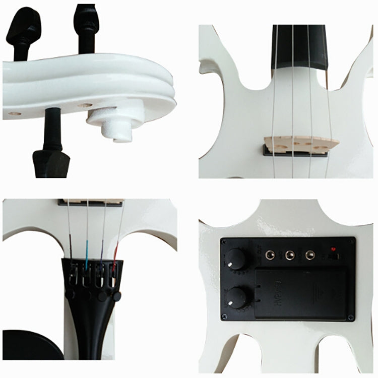 YS030 4 / 4 Wooden Manual Electronic Violin for Beginners, with Bag(White) - Stringed Instruments by buy2fix | Online Shopping UK | buy2fix