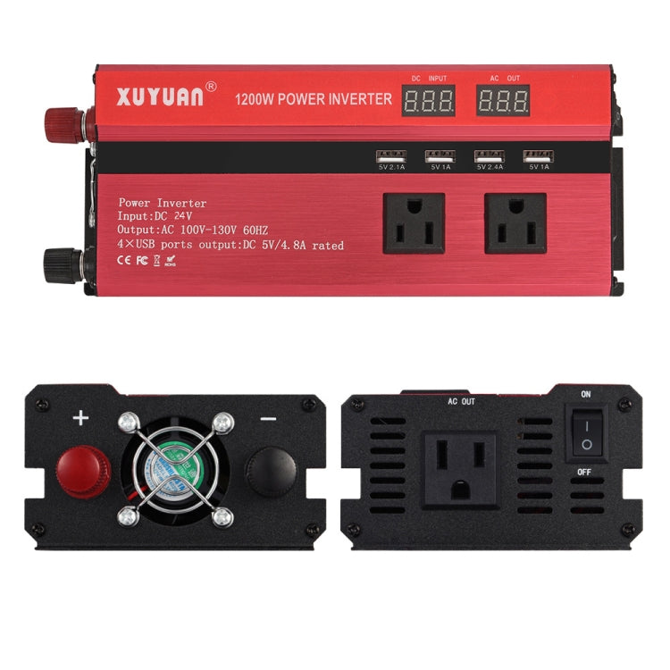 XUYUAN 1200W Car Inverter with Display Converter, US Plug, Specification: 24V to 110V -  by XUYUAN | Online Shopping UK | buy2fix