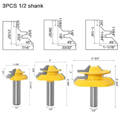 Woodworking Engraving Machine Milling Cutter 45 Degree Jointing Knife, Model: 1/2mm Handle 3PCS/Set - Others by buy2fix | Online Shopping UK | buy2fix