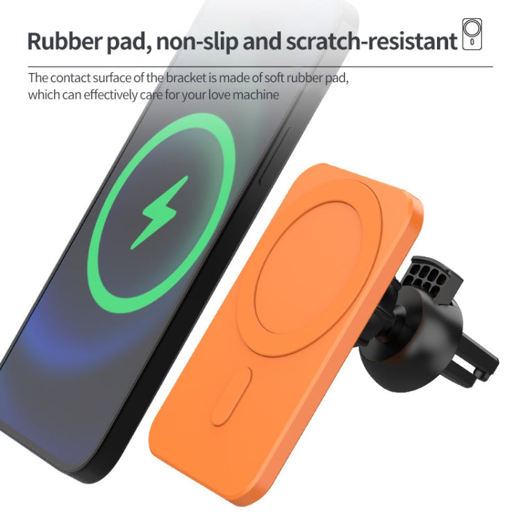 N16 10W Car Air Outlet + Suction Cup Magsafe Magnetic Wireless Charger Mobile Phone Holder For IPhone 12 Series(Orange) - In Car by buy2fix | Online Shopping UK | buy2fix
