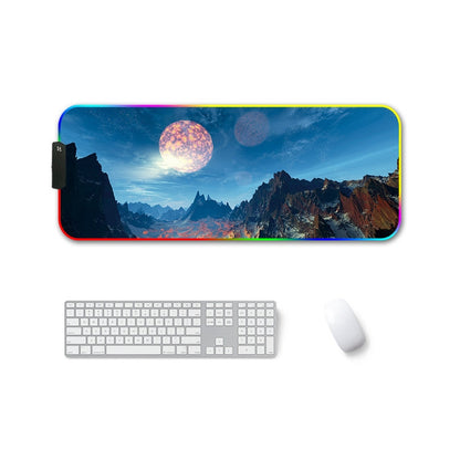 250x350x3mm F-01 Rubber Thermal Transfer RGB Luminous Non-Slip Mouse Pad(Snow Peak) - Mouse Pads by buy2fix | Online Shopping UK | buy2fix