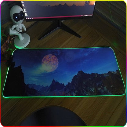 250x350x3mm F-01 Rubber Thermal Transfer RGB Luminous Non-Slip Mouse Pad(Snow Peak) - Mouse Pads by buy2fix | Online Shopping UK | buy2fix