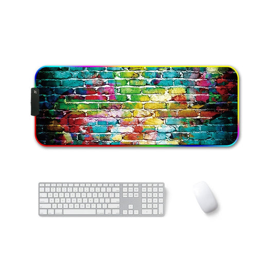 300x350x3mm F-01 Rubber Thermal Transfer RGB Luminous Non-Slip Mouse Pad(Colorful Brick) - Mouse Pads by buy2fix | Online Shopping UK | buy2fix