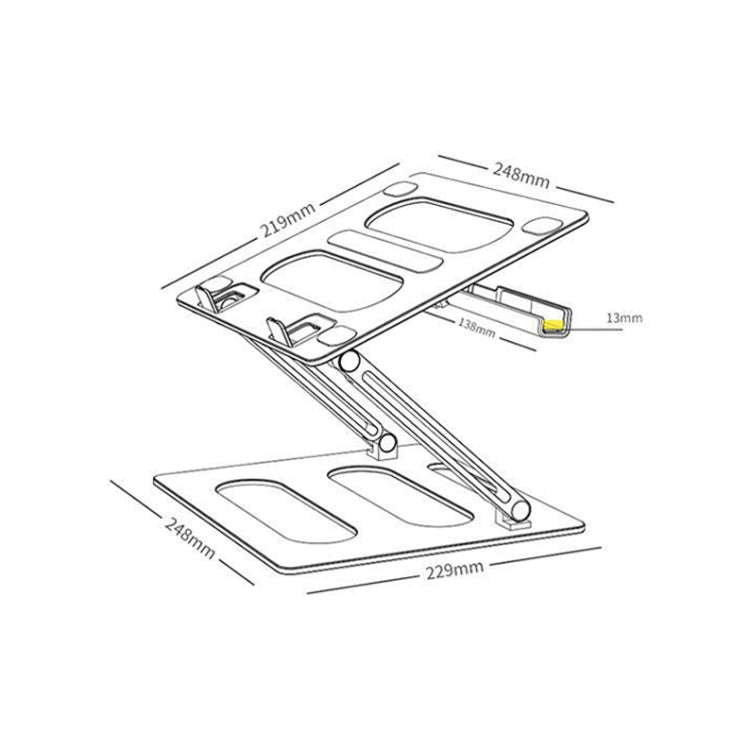 Oatsbasf Z08 Metal Notebook Support Adjustable Desktop Increase Notebook Stand(Gray) - Computer & Networking by Oatsbasf | Online Shopping UK | buy2fix