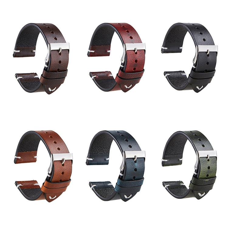 HB001 Color-Changing Retro Oil Wax Leather Universal Watch Band, Size: 18mm(Deep Brown) - 20mm Bands by buy2fix | Online Shopping UK | buy2fix