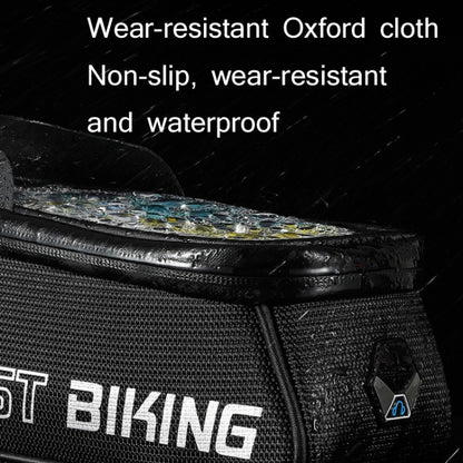WEST BIKING West 6.9 Inches Rider Bike Reflective Mobile Phone Touch Screen Front Bag Mountain Bike Front Beam Upper Tube Bag(Black) - Bicycle Bags by WEST BIKING | Online Shopping UK | buy2fix