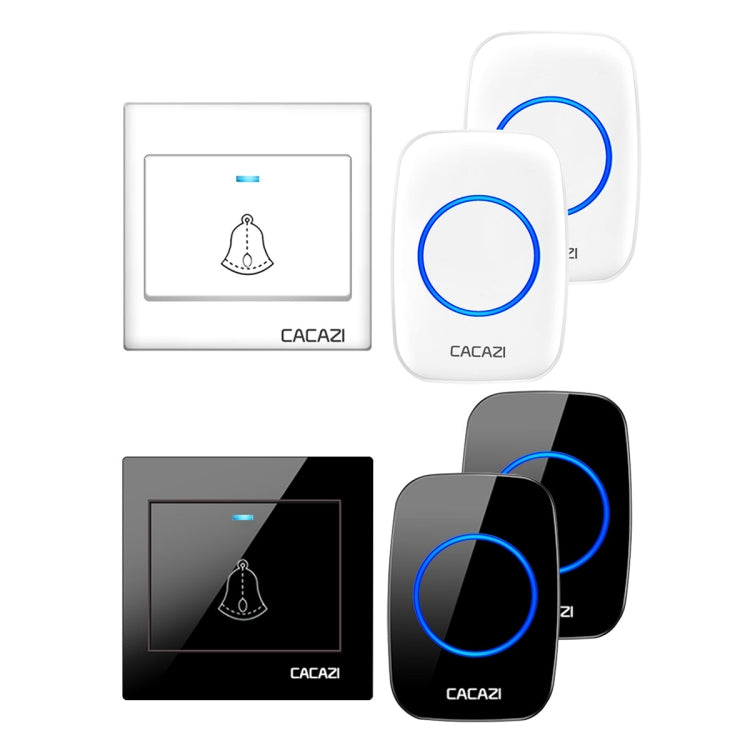 CACAZI H10 1 For 2 Home Wireless Music Doorbell without Battery, Plug:EU Plug(Black) - Wireless Doorbell by CACAZI | Online Shopping UK | buy2fix