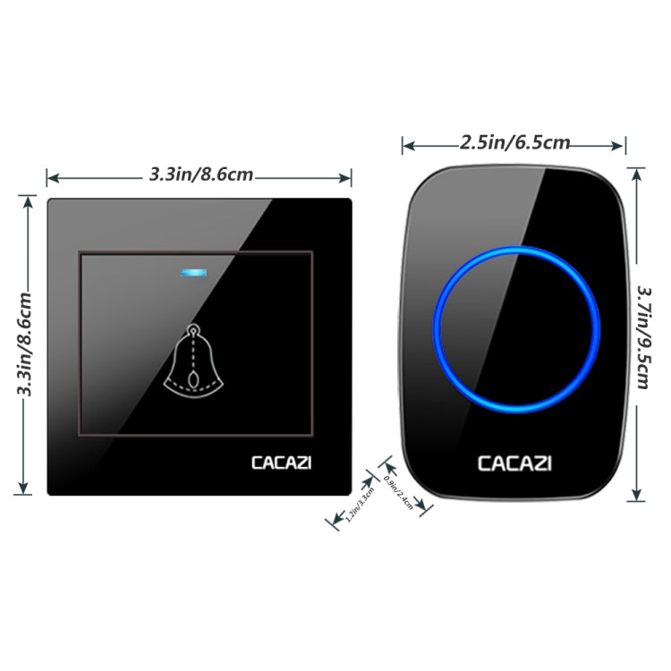 CACAZI H10 1 For 1 Wireless Smart Doorbell without Battery, Plug:US Plug(Black) - Security by CACAZI | Online Shopping UK | buy2fix