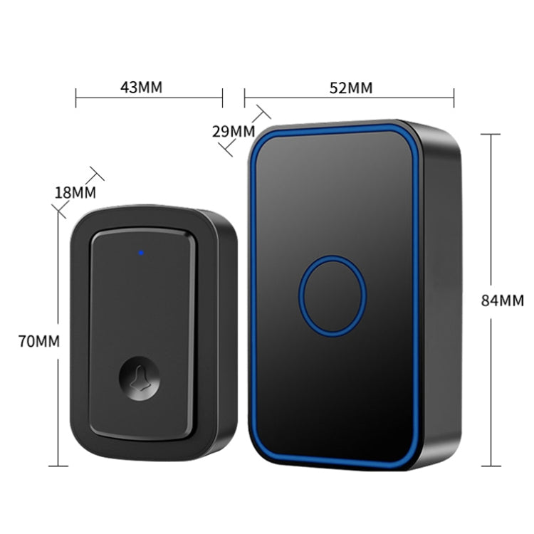 CACAZI A19 1 For 1 Wireless Music Doorbell without Battery, Plug:US Plug(Black) - Security by CACAZI | Online Shopping UK | buy2fix