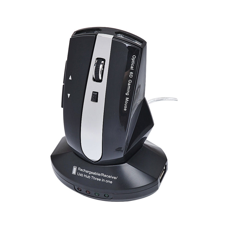 M-011G 2.4GHz 6 Keys Wireless Charging Mouse Office Game Mouse(Black) - Wireless Mice by buy2fix | Online Shopping UK | buy2fix