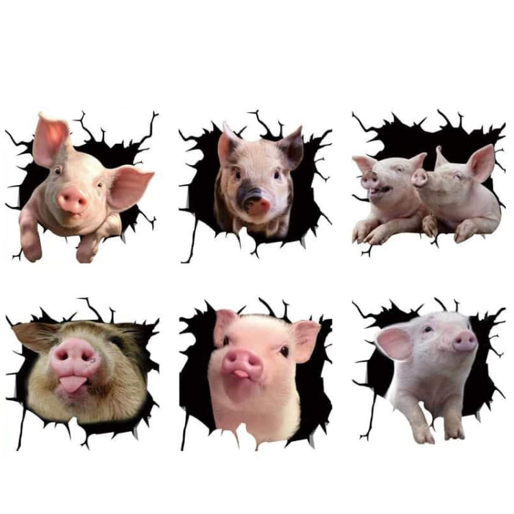 6 PCS Animal Wall Stickers Pig Hoisting Car Window Static Stickers(Pig 05) - In Car by buy2fix | Online Shopping UK | buy2fix