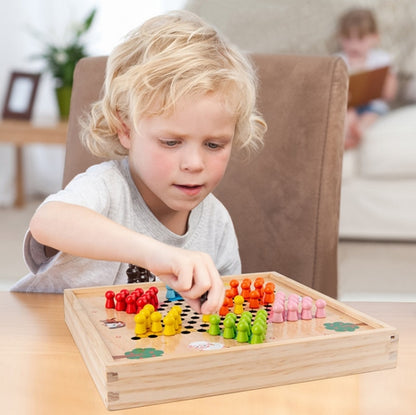 Children Wooden Multifunctional Parent-Child Interactive Puzzle Board Toy, Set Specification: 2 In 1 Hocker + Flying Chess - Table Games by buy2fix | Online Shopping UK | buy2fix