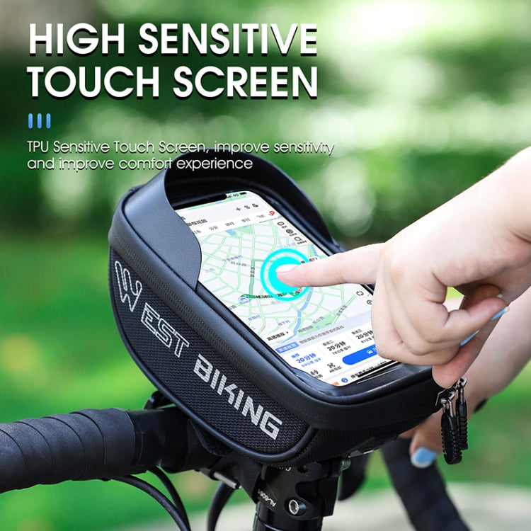 WEST BIKING Bicycle Bag Touch Screen Waterproof MTB Road Bike Handlebar Phone Bag Reflective Front Frame Bag(Black) - Bicycle Bags by WEST BIKING | Online Shopping UK | buy2fix
