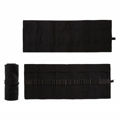 72 Holes  Pure Black Handmade Canvas Roll Pen Bag Large Capacity Boy And Girl Sketch Color Pencil Curtain - Home & Garden by buy2fix | Online Shopping UK | buy2fix
