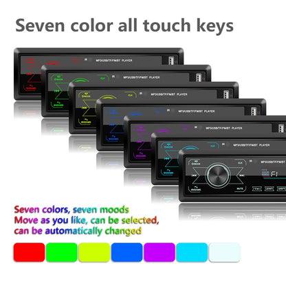 A2818 Car Bluetooth Speakerphone Car MP3 Player Function Touch Double U Disk Colorful Lights Radio, Specification: Standard+32G Memory Card - In Car by buy2fix | Online Shopping UK | buy2fix