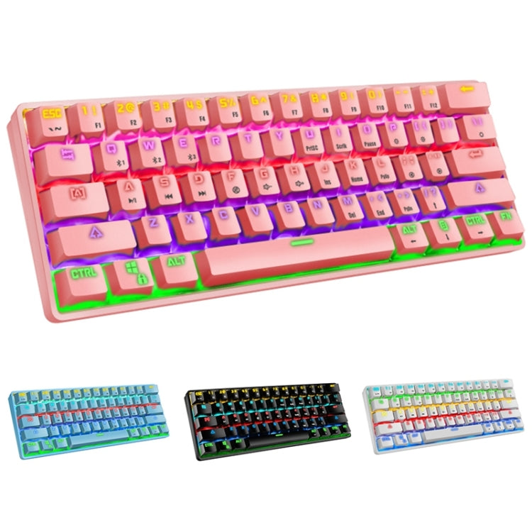 LEAVEN K28 61 Keys Gaming Office Computer RGB Wireless Bluetooth + Wired Dual Mode Mechanical Keyboard, Cabel Length:1.5m, Colour: Red Axis (Blue) - Wireless Keyboard by LEAVEN | Online Shopping UK | buy2fix