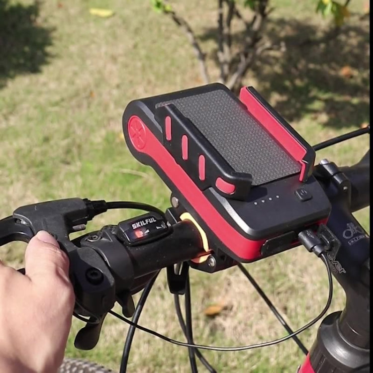 BG-2021 Bicycle Front Light 4 In 1 Mobile Phone Holder Horn Light Mountain Bike Front Light, Colour: 2400 MAH Red - Headlights by buy2fix | Online Shopping UK | buy2fix