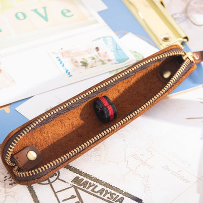 Retro Simple Leather Stylus Leather Zipper Pen Protection Case Crazy Horse Skin Mini Pen Case(Blue) - Home & Garden by buy2fix | Online Shopping UK | buy2fix