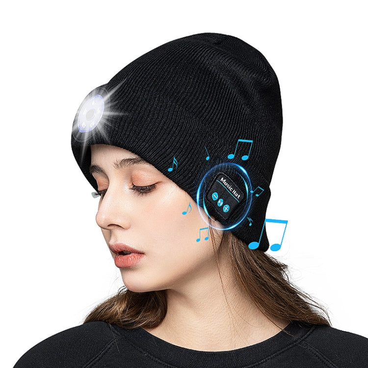 M1-BL LED Glowing Bluetooth Music Hat Wireless Call Night Running Hat(Black) - Smart Wear by buy2fix | Online Shopping UK | buy2fix