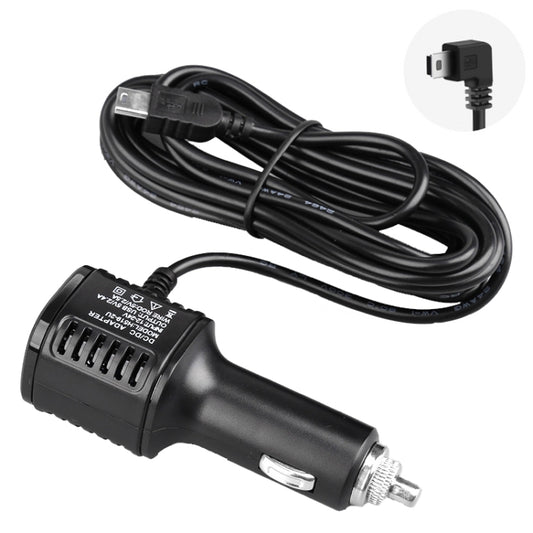 H519 Car Charger Driving Recorder Power Cord Dual USB With Display Charging Line, Specification: Mini Left Elbow - In Car by buy2fix | Online Shopping UK | buy2fix