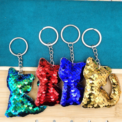 10 PCS PET Sequins Reflective Cat Keychain Bag Car Pendant, Colour: Royal Blue - In Car by buy2fix | Online Shopping UK | buy2fix