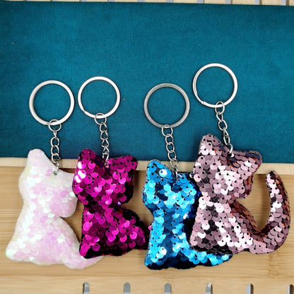 10 PCS PET Sequins Reflective Cat Keychain Bag Car Pendant, Colour: Royal Blue - In Car by buy2fix | Online Shopping UK | buy2fix