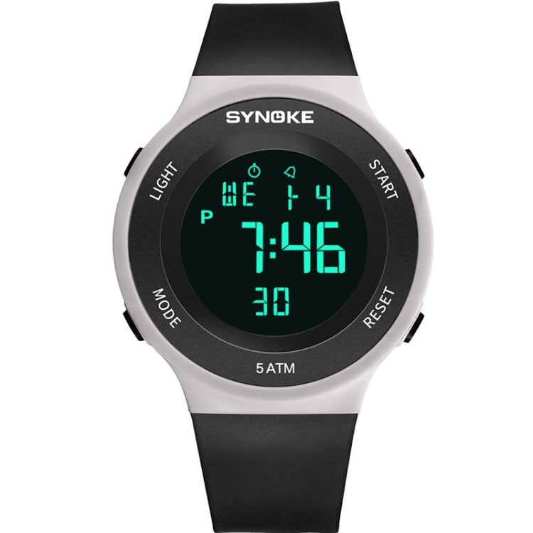 SYNOKE 9199 Student Waterproof Luminous LED Electronic Watch(Black White) - Silicone Strap Watches by SYNOKE | Online Shopping UK | buy2fix