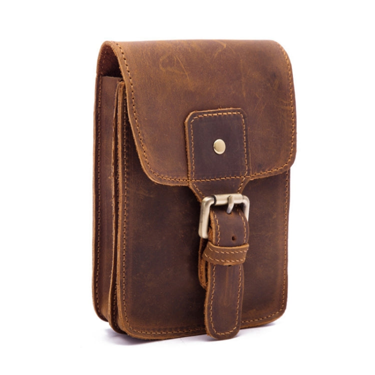 2034 Men Retro Leather Phone Waist Bag(Yellow Brown) - Outdoor & Sports by buy2fix | Online Shopping UK | buy2fix
