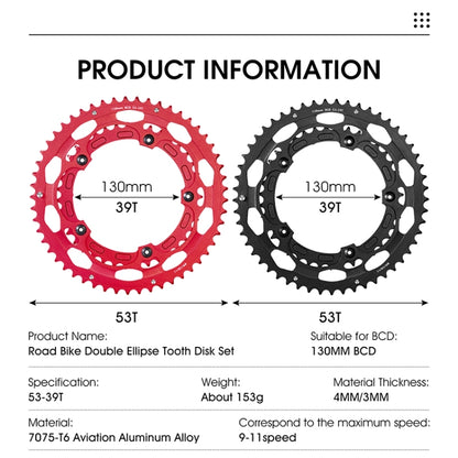 WEST BIKING YP0719274 53-39T Road Bike Crank Racing Double Disc(Black) - Outdoor & Sports by WEST BIKING | Online Shopping UK | buy2fix